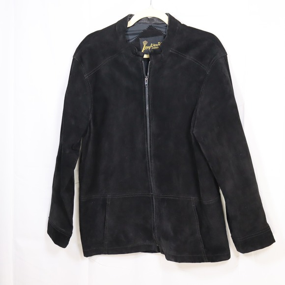 imperial Jackets & Blazers - Vintage Imperial Suede Leather Jacket 42 Black Womens Zip Up Moto Outerwear